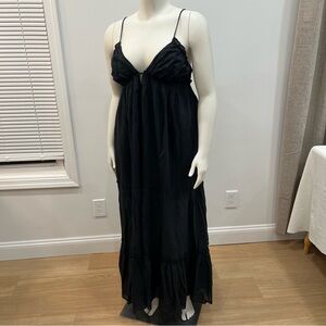 NWT Anthropologie black cotton and viscose maxi dress